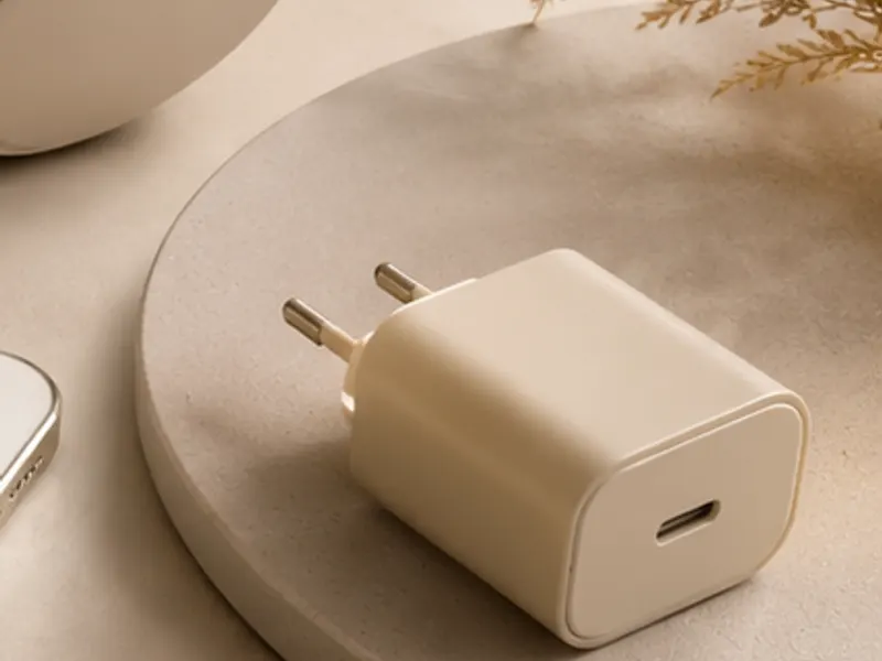 USB-C-Ladegerät in weißem, kompaktem Gehäuse